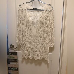 Crocheted see threw top beige 2X by Brittany Black. Camisole under versa…
